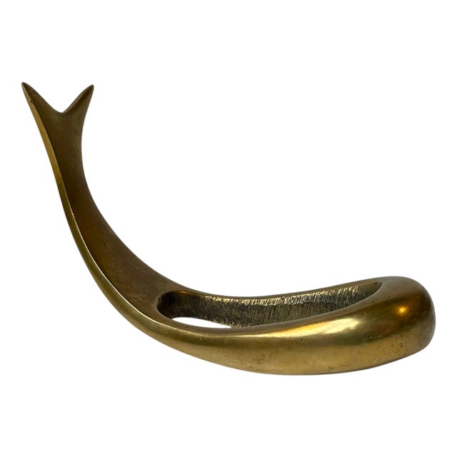 Scandinavian Whale Brass Pipe Rest in the style of Carl Auböck, 1950s For Sale