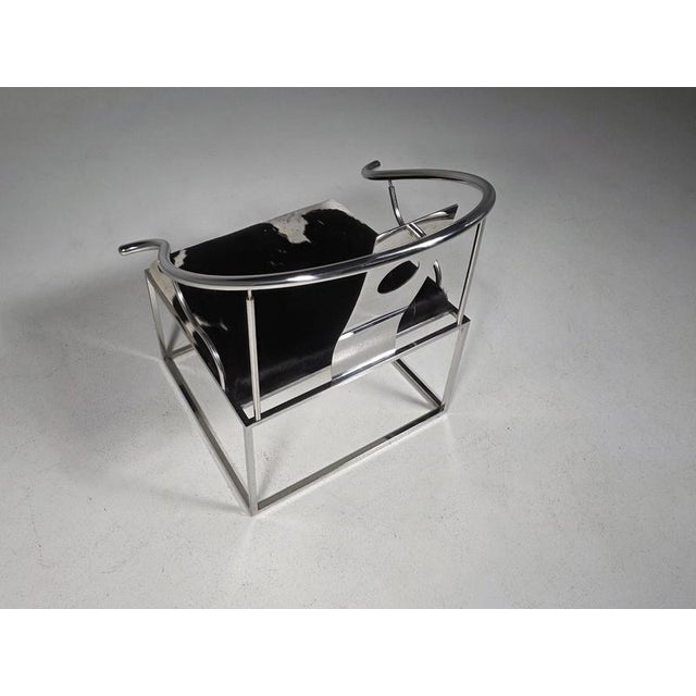 1990s Sculptural Stainless Steel Armchair with Cowhide by Eichholtz, 1990s For Sale - Image 5 of 9