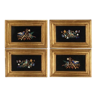 Early 20th Century Framed Pietra Dura Plaques - Set of 4 For Sale
