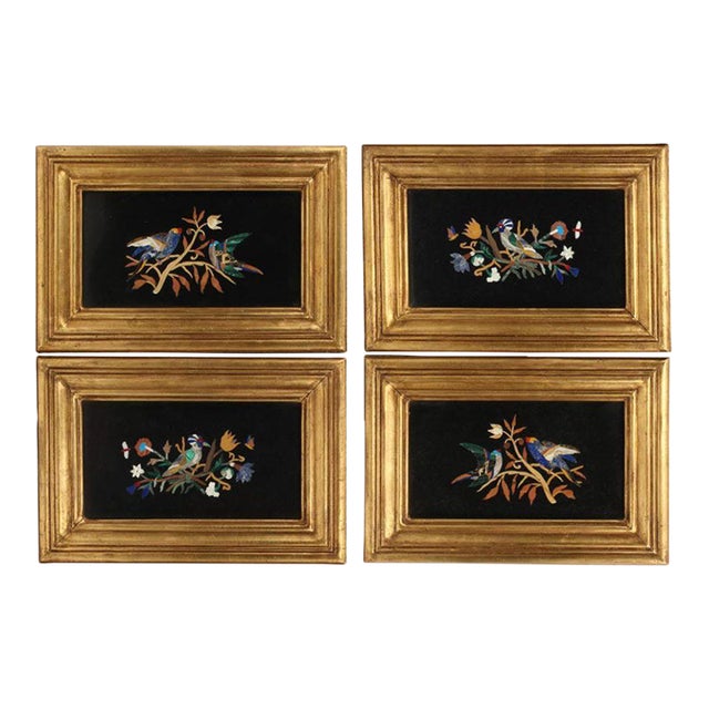 Early 20th Century Framed Pietra Dura Plaques - Set of 4 For Sale