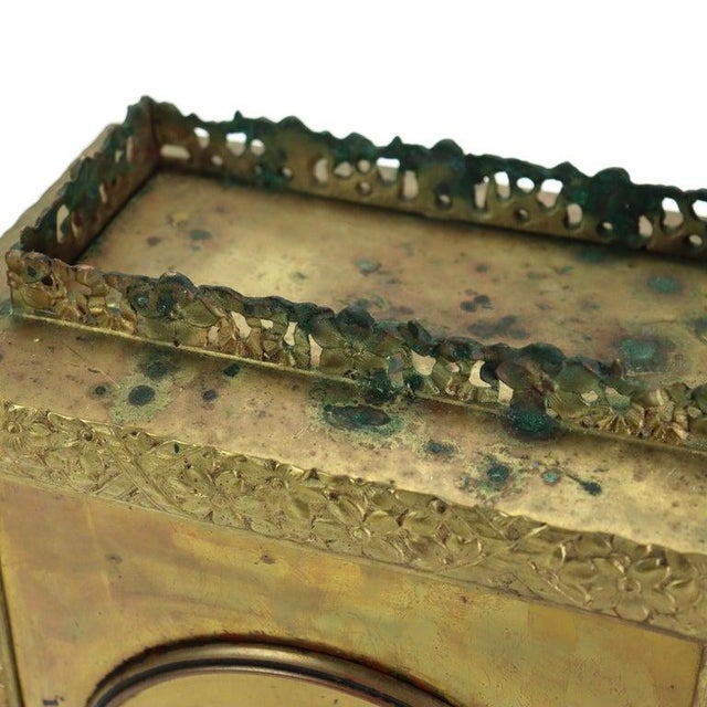 Aesthetic Mixed Metal Bronze & Copper Figural & Floral Mantle Clock C1880 For Sale - Image 10 of 14