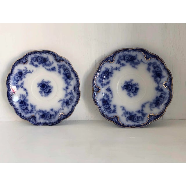 Grindley Flow Blue With Gilt Florida Pattern Small Plates - a Pair For Sale - Image 12 of 13