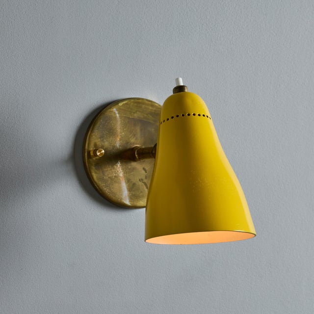 1950s Giuseppe Ostuni Model #101 Yellow Articulating Sconces for O-Luce, Unmarked - a Pair For Sale - Image 10 of 12