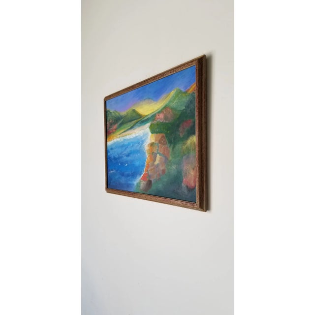 1970s Coastal Mountain Landscape Oil Painting by Luci Rosenberg, Framed For Sale - Image 4 of 11