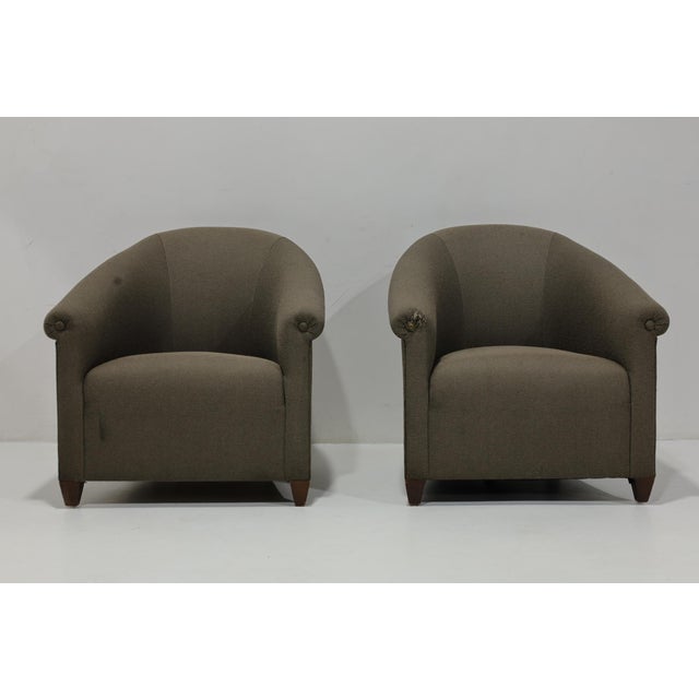 Donghia Pair of John Hutton for Donghia Ghost Chairs With Ottoman For Sale - Image 4 of 6