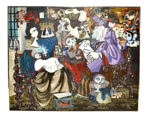 1963 “Merry Company After Jan Stein“ Oil on Canvas Painting by Paul Freeman