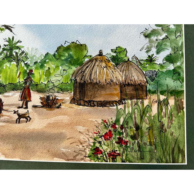 Original Watercolor Ink and Wash Painting South Sudan Family in 2024 For Sale - Image 6 of 8