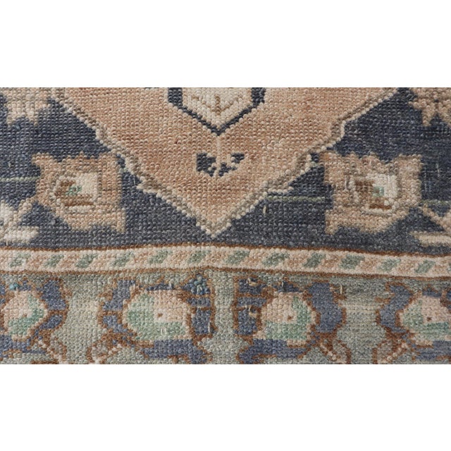 Textile Vintage Turkish Oushak Rug With All-Over Sub-Geometric Medallion Design For Sale - Image 7 of 8