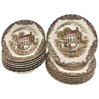 Vintage English Staffordshire Heritage Hall Ironstone China By Johnson Brothers - Set of 15 For Sale