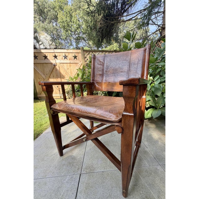 Brown Campaign-Style Leather Armchair With Brass Accents by Thomasville Earnest Hemingway Collection For Sale - Image 8 of 13