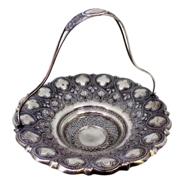 Silver Fruit Bowl with Floral Motifs For Sale