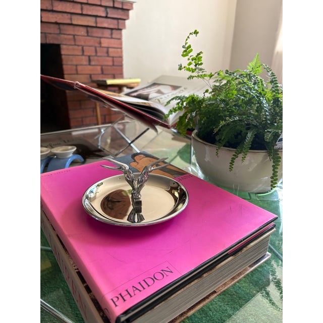 Restoration Hardware Silver Crane Ashtray with Cigarette Holder For Sale - Image 11 of 12