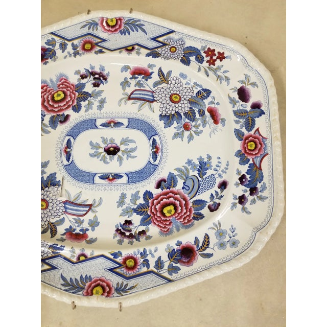 Circa 1820 John William Ridgeway serving platter with plate hanger . This has a sheild on the back with Columbia Stone...
