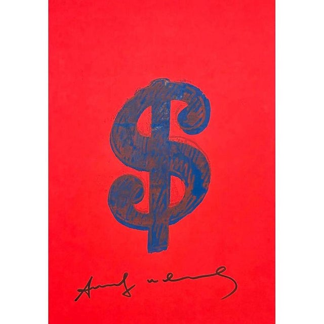 Andy Warhol "Dollar" lithograph, 32 x 22 cm, personally signed by Andy Warhol and stamped on the back. Unframed and in...