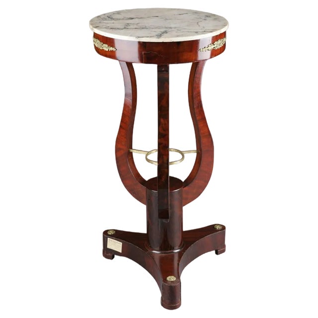 19th Century Empire France Lyra-Shaped Curly-Legs Side Tables, 1815 For Sale