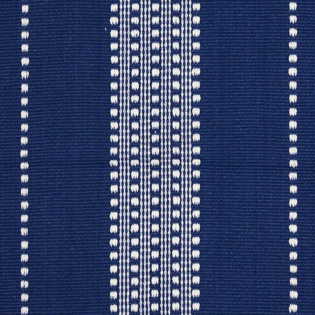 Contemporary Schumacher Lubeck Stripe Fabric in Ivory on Blue For Sale - Image 3 of 4
