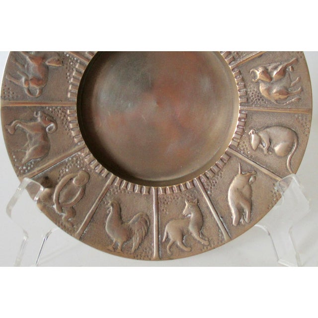 Metal Mid-Century Brass Round Zodiac Ashtray, Catchall Dish - Pair For Sale - Image 7 of 14