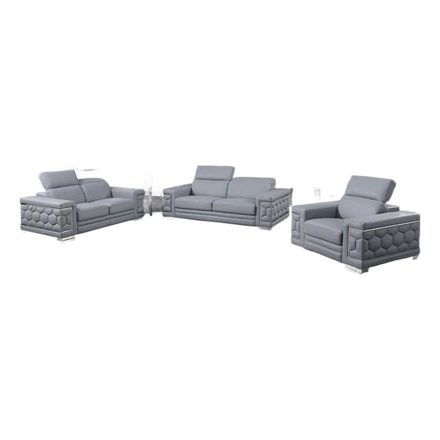 Favo Light Blue 3-Piece Leather Match Living Room Set For Sale