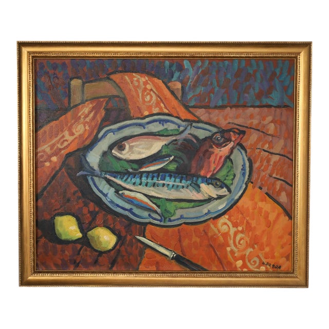 Vintage Still Life Painting by Henri Reboa For Sale