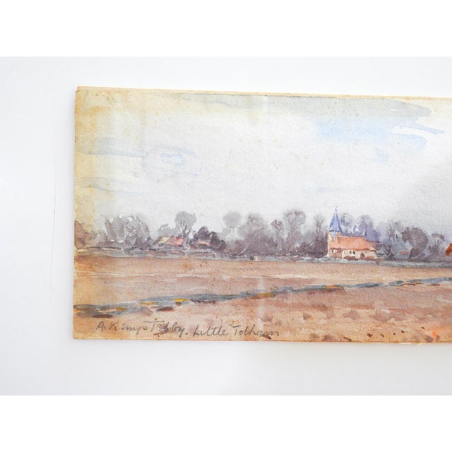 English Small Early 20th Century English Pastoral Landscape With Horses Watercolor Painting For Sale - Image 3 of 7