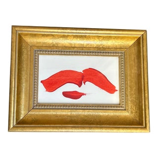 Contemporary Original Abstract “Flying Red Lips” Painting For Sale