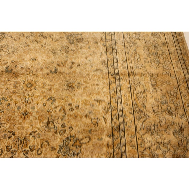 Authentic 19th Century Persian Kirman Beige Handmade Wool Carpet For Sale - Image 4 of 5