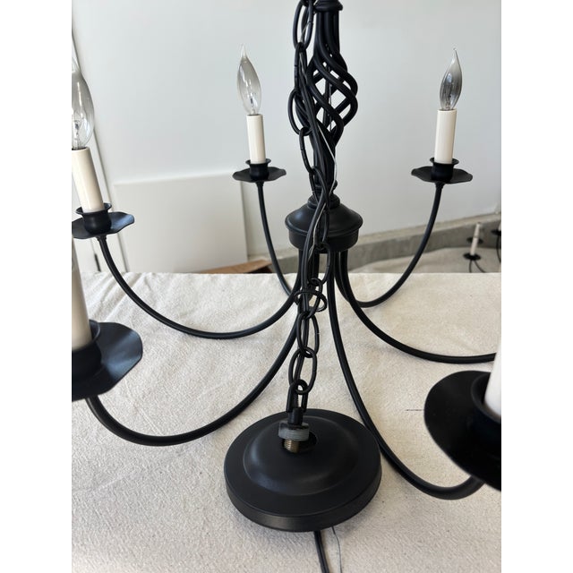 1990s Hubbardton Forge Hand-Forged Wrought Iron 6-Arm Candelabra Chandelier For Sale - Image 10 of 11