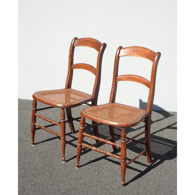 French Country 1950s Vintage French Country Brown Cane Side Chairs - a Pair For Sale - Image 3 of 13