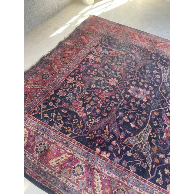 Semi-Antique Kelleh Garrus Design Berry, Plum, Indigo, with Gorgeous Highlight Colors Rug 7.9 x 16.3 For Sale - Image 11 of 15