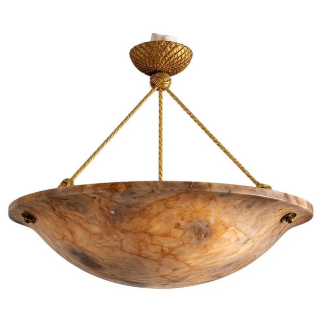 Modern Swedish Art Deco Alabaster Pendant Light, 1940s For Sale - Image 9 of 9