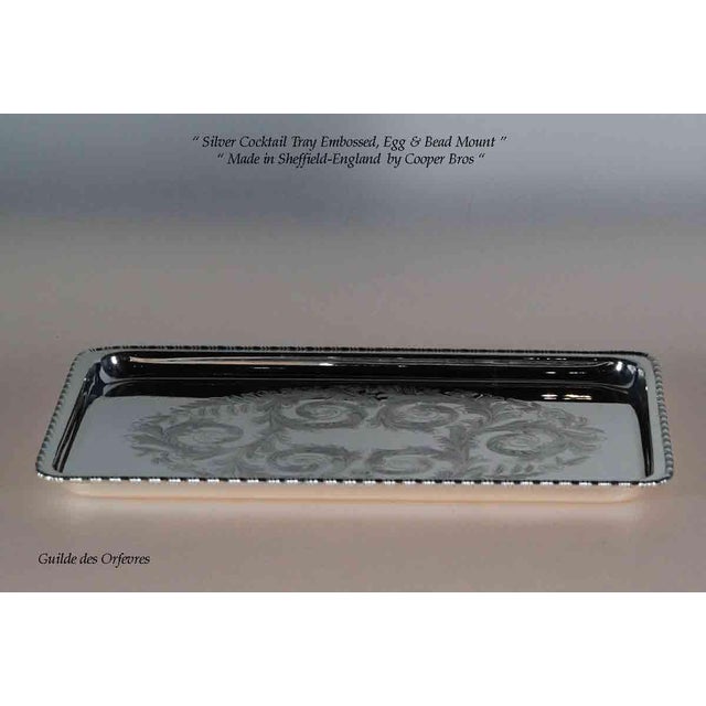 Reference # C 1021 Photo 227 Description: Silver Cocktail Tray, Egg & Bead Border, Embossed Pattern : Egg & Bead, Embossed...
