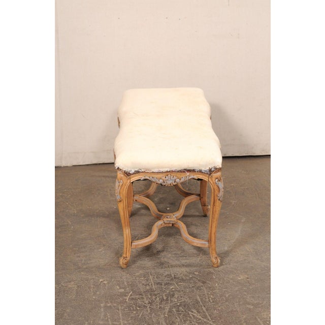Mid 20th Century Mid 20th Century 4 Ft French Long Bench, All Sides Carved For Sale - Image 5 of 10