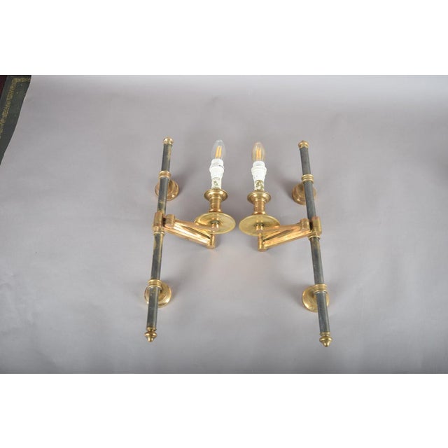 Vintage Brass Swing-Arm Wall Lamps from Maison Jansen, France, 1960s, Set of 2 For Sale - Image 15 of 17