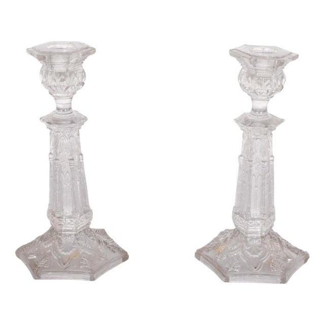 Glass Candleholder with Relief Work, 1920s For Sale - Image 8 of 8