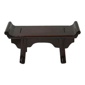8" Chinese Brown Altar Point Edge Shape Accent Wood Display Stand