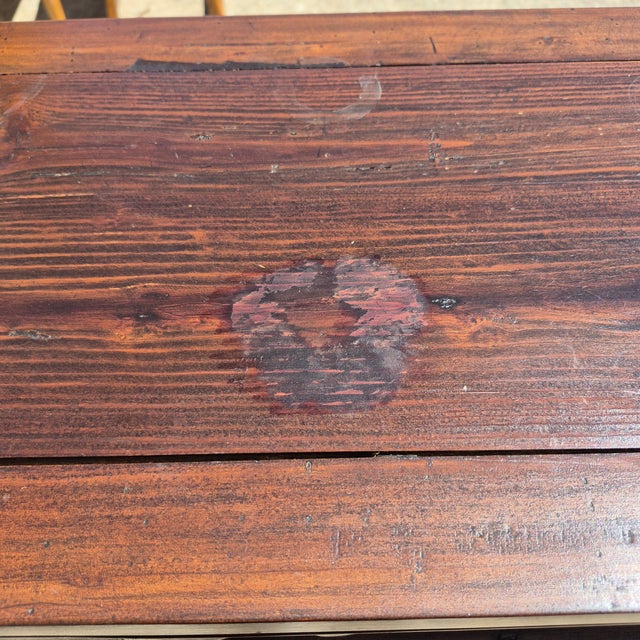 Vintage Asian Carved Elm Wood Extra Long 74” Altar Table Console Table Sideboard W/ 2 Drawers For Sale - Image 9 of 12