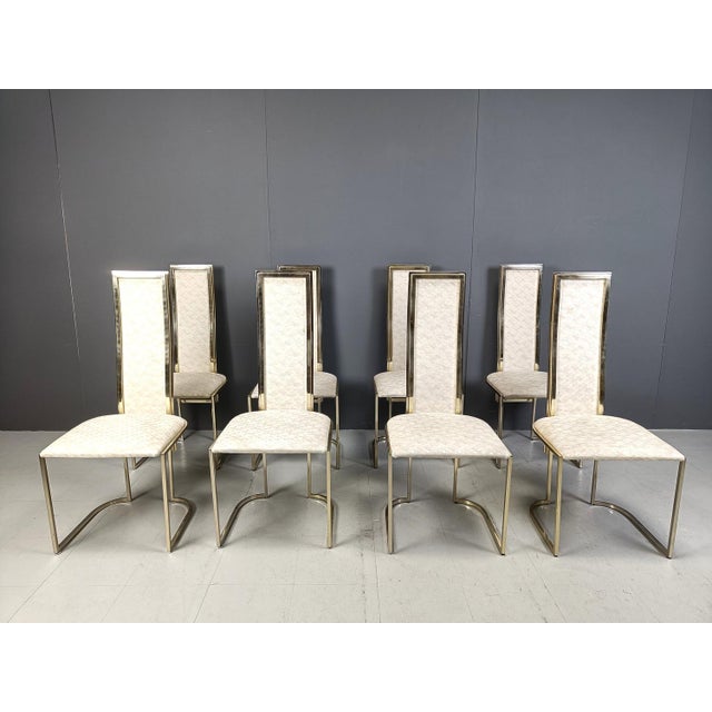 Vintage Brass Dining Chairs attributed to Belgo Chrom / Dewulf Selection, 1970s, Set of 8 For Sale - Image 12 of 12