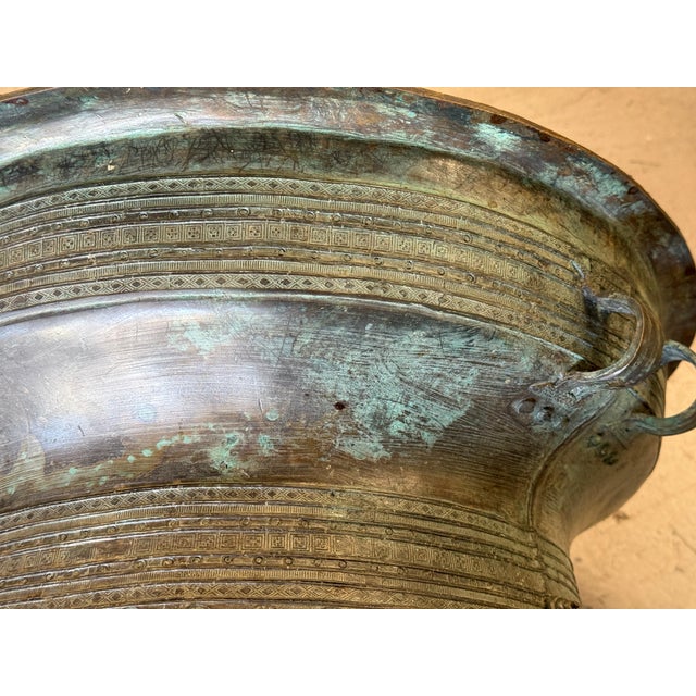 Metal Mid 20th Century Early Southeast Asian Bronze Drum Table with Beautiful Patina For Sale - Image 7 of 18