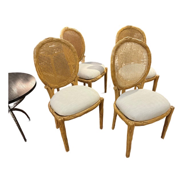 1950s Set of 4 Faux Bois Chairs For Sale
