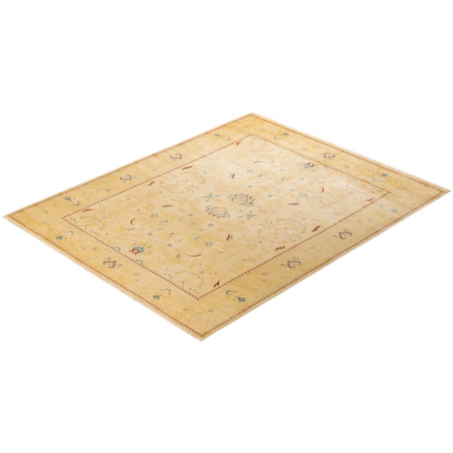 Ivory Vintage Traditional Hand Knotted Wool Area Rug, Ivory - 7'10" X 10'0" For Sale - Image 8 of 9