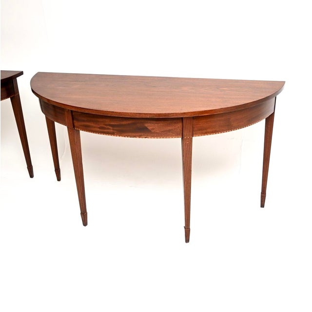 Wood Antique Georgian Revival Style Console Tables, 1900, Set of 2 For Sale - Image 7 of 11