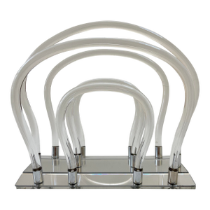 Dorothy Thorpe Lucite & Chrome Sculptural Magazine Holder