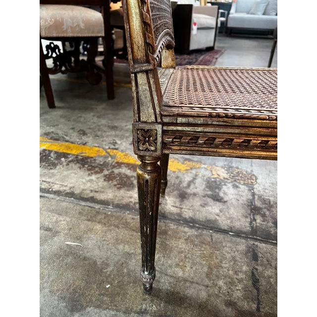 French Antique French Caned & Gilded Vanity Bench For Sale - Image 3 of 6