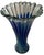 Late 20th Century Murano Art Glass Trumpet Vase With Fluted Scalloped Rim and Ombre Blue Pattern For Sale - Image 5 of 15