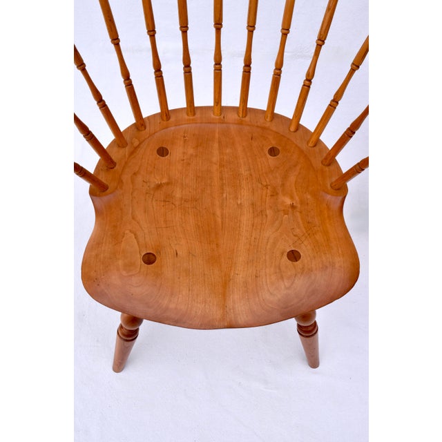1990s Bespoke Set of Six Windsor Continuous Arm Chairs, Solid Cherry, 1990s For Sale - Image 5 of 13