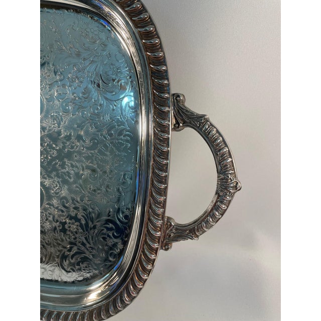 Silver 1970s Leonard Silverplate Oblong Footed Platter or Tray For Sale - Image 8 of 12