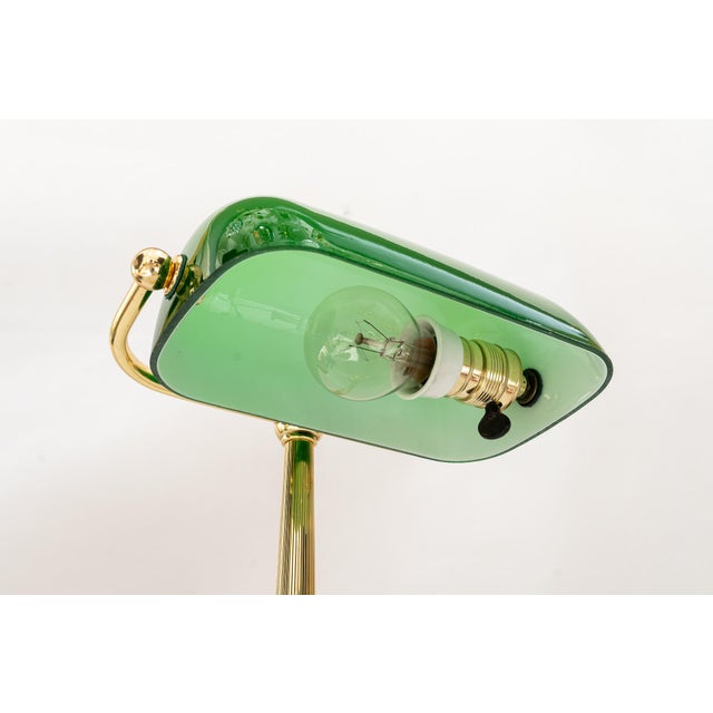 1920s Art Deco Banker Lamp with Green Glass Shade, Vienna, 1920s For Sale - Image 5 of 18