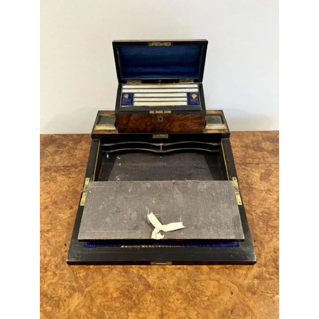 Victorian Burr Walnut Writing Box, 1850s For Sale - Image 3 of 8