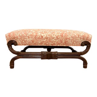 Antique English Bench With Quadrille Veneto Fabric For Sale