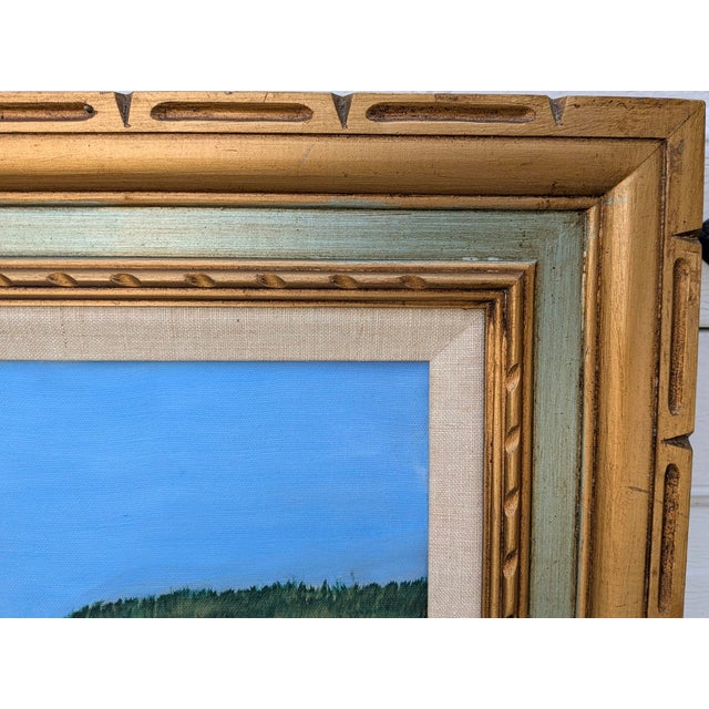 Vintage Coastal Lighthouse Oil Painting by Estelle M. For Sale - Image 9 of 9